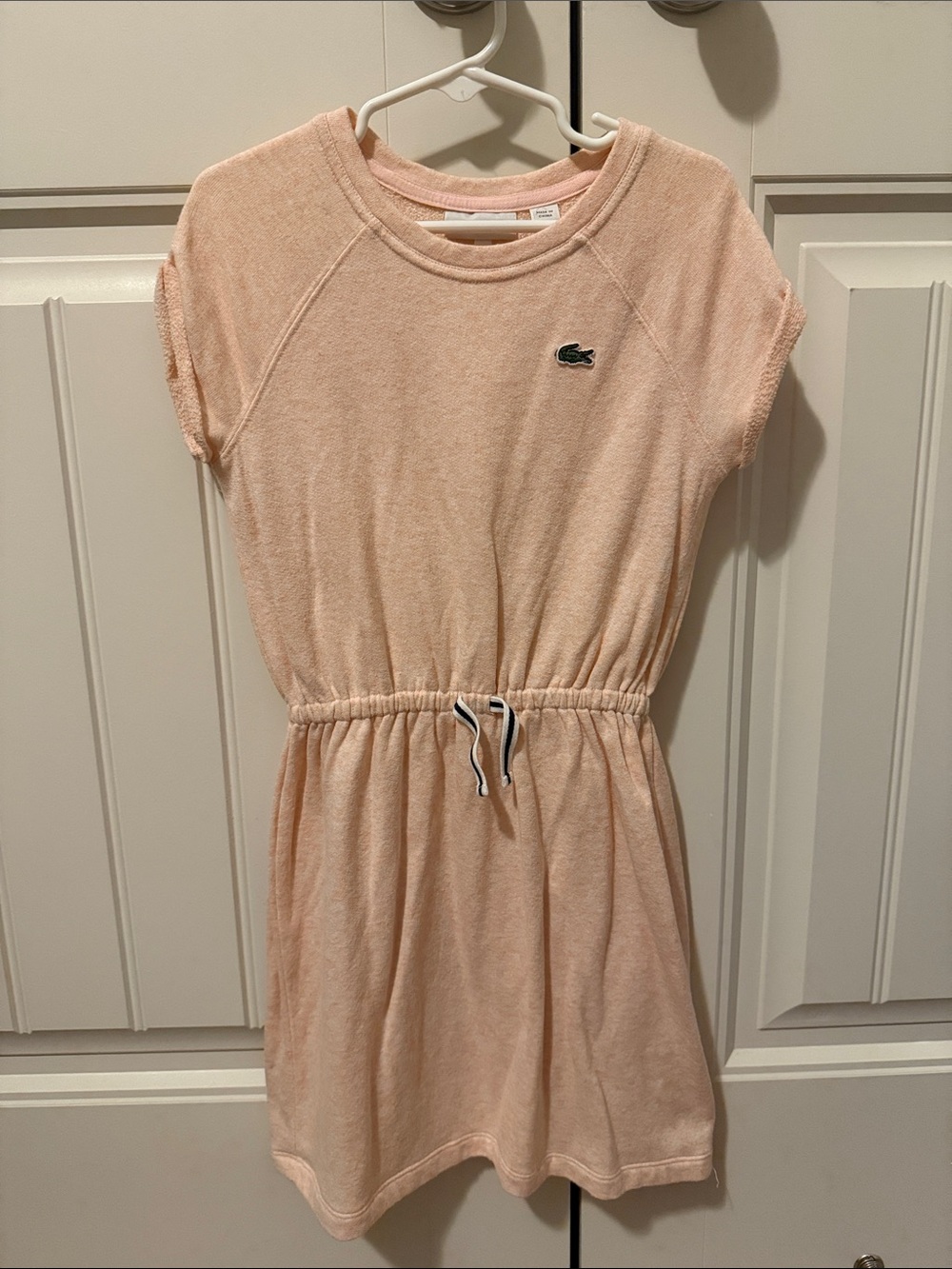Lacoste Peach Terry Drawstring Girls Dress